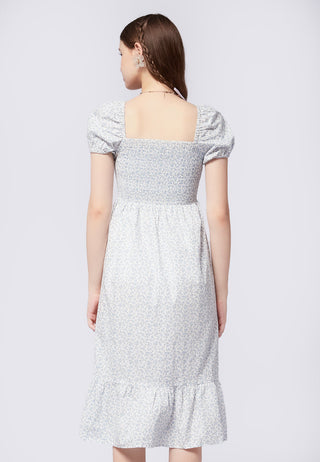 Printed Smocked Midi Dress