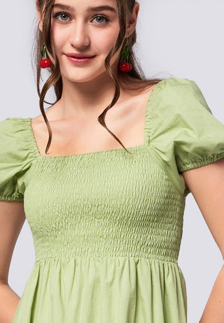Short Sleeve Smocked Midi Dress