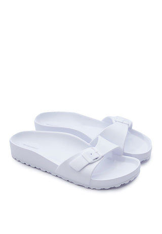 White Single Buckle Sandals