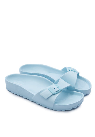 Dusty Blue Single Buckle Sandals