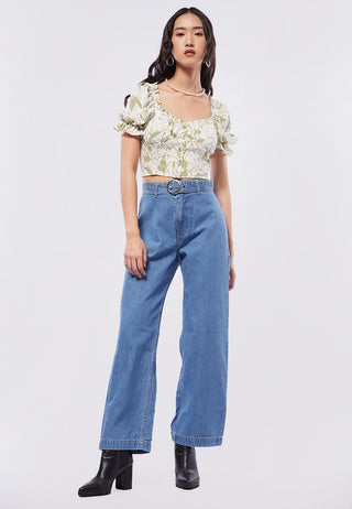 Wide Leg Denim with Belt Details