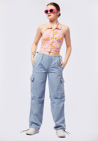 Parachute Denim Pants with Side Pocket