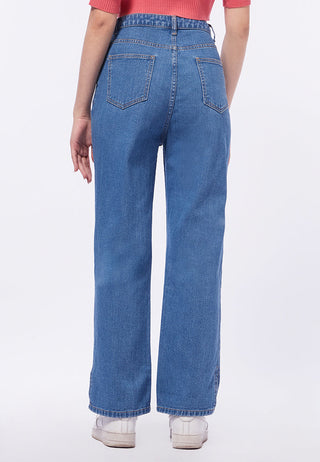 Straight Fit Jeans with Side Slit Details