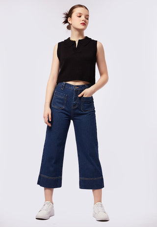 Straight Crop Denim with Pocket