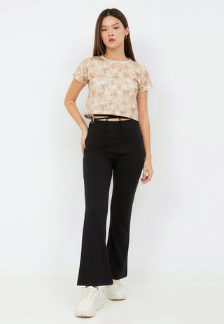 Flare Trousers with Ring Details