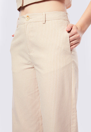 Wide Leg Striped Pants with Slit Details