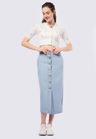 Button Up Midi Denim Skirt