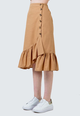Asymmetric Hem Ruffle Skirt