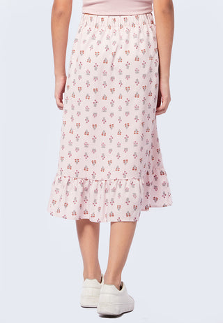 Printed Midi Skirt with Slit