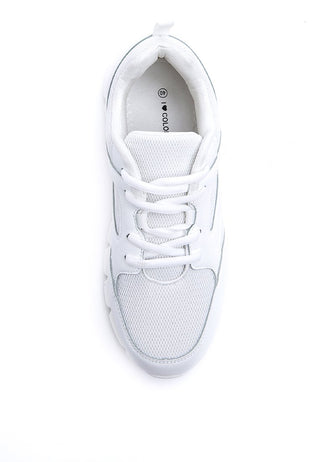 White Sporty Shoes with Net Detail