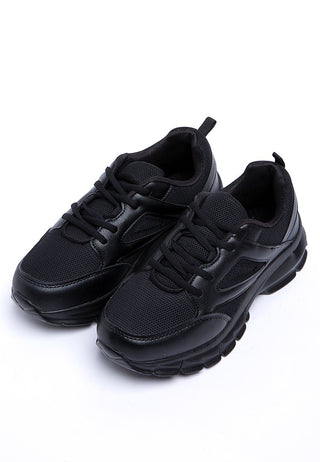 Black Sporty Shoes with Net Detail