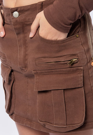 Brown Cargo Skirt