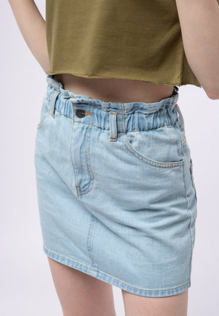 Paperbag Denim Mini Skirt