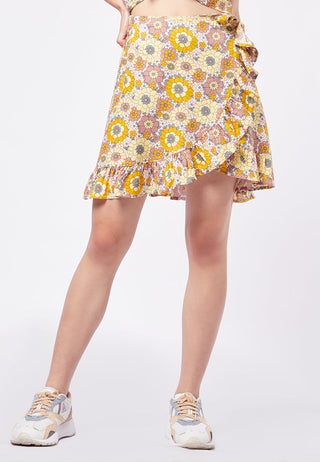 Knot Side Printed Mini Skirt