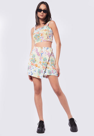 Printed Skort with Side Button