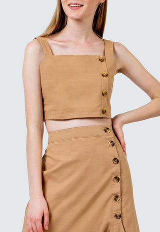 Horn Button Cropped Top
