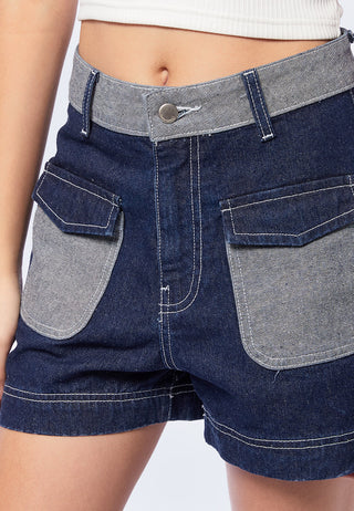 Contrast Stitching Denim Shorts
