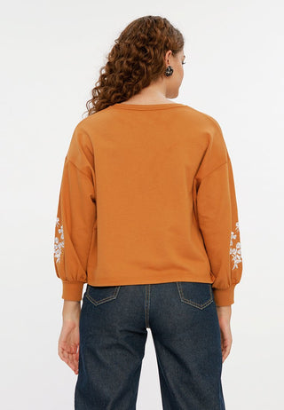 Sweatshirt with Floral Embroidery