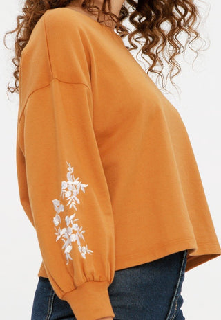 Sweatshirt with Floral Embroidery