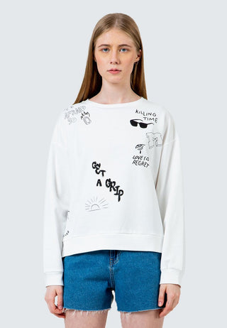 Embroidered Mixed Print Tropical Sweatshirt