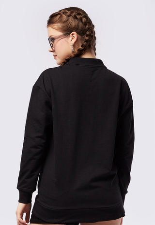 Graphic Long Sleeve Collared Sweatshirt