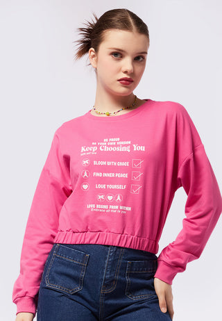 Elastic Long Sleeve Crop Sweatshirt