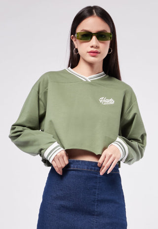 V-neck Crop Sweatshirt