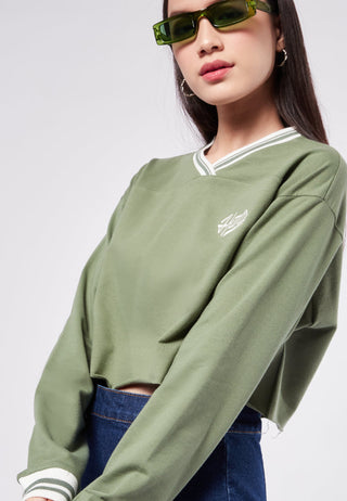 V-neck Crop Sweatshirt