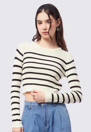 Long Sleeve Stripe Crop Sweater