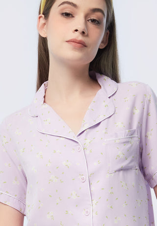Short Sleeves Printed Pajama Top