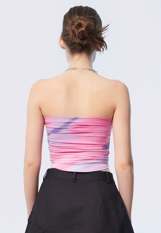 Printed Ruched Tube Top