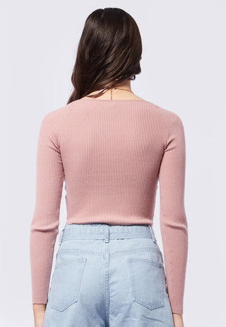 Bustier Look Long Sleeve Knit Top