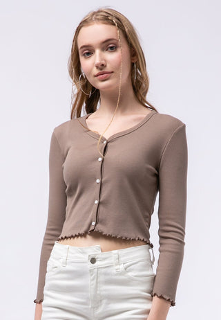 V-neck Crop Top with Button