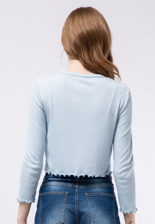 Rib Crop Top with Buttons