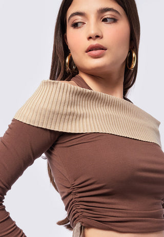 Brown Long Sleeve Top