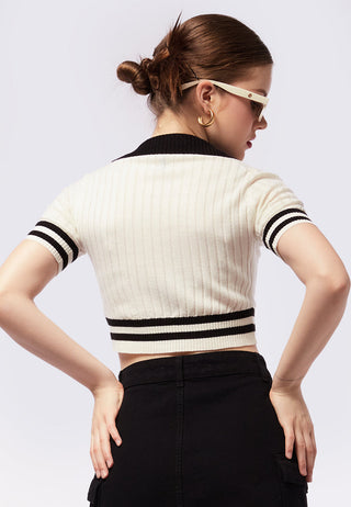 Contrast Stripe Short Sleeve Polo Top