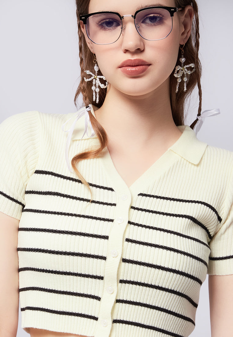 V-Neck Stripes Rib Top – COLORBOX - Indonesia