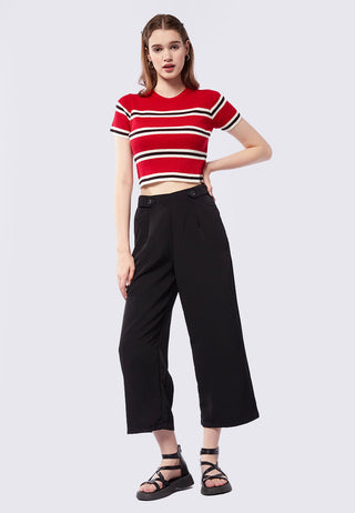 Short Sleeve Striped Crop Top