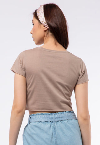 Crop T-shirt with Raw Edge