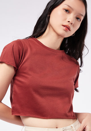 Crop T-shirt with Raw Edge
