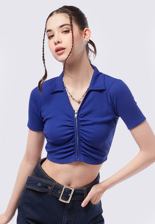 Ruched Polo Crop Top
