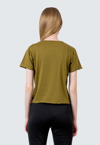 Olive Embroidery crop T-Shirt