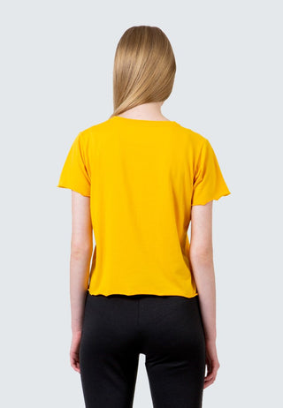Yellow Embroidery crop T-Shirt