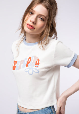 Contrast Rib Graphic Crop T-shirt