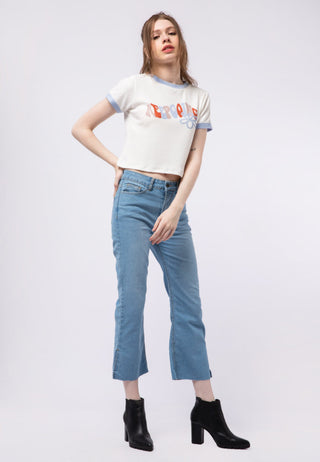 Contrast Rib Graphic Crop T-shirt
