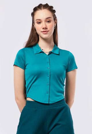 Short Sleeve Crop Shirt with Round Hem