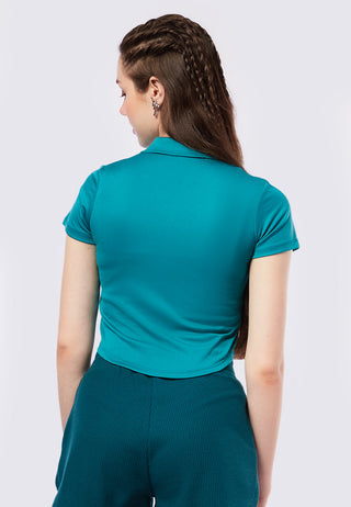 Short Sleeve Crop Shirt with Round Hem