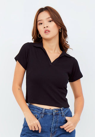 Fitted Crop Polo Shirt