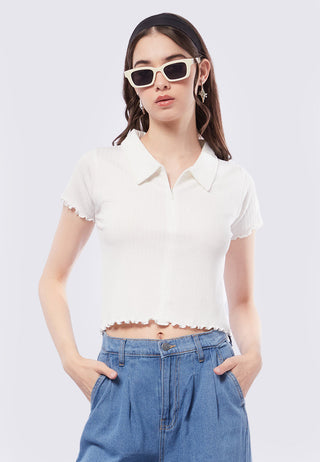 Short Sleeve Top with Zipper Opening