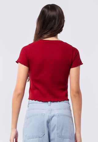 Textured Short Sleeve Crop T-Shirt